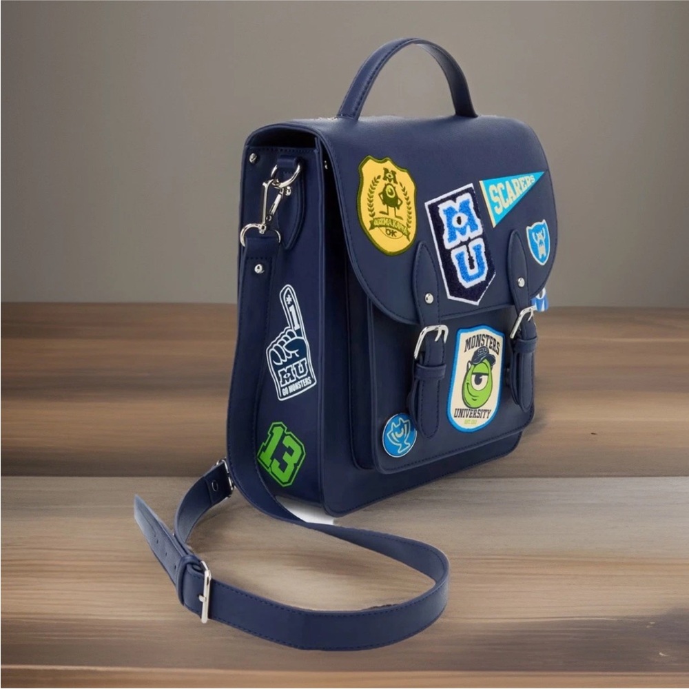 NEW Disney Pixar MONSTERS INC University Patches Backpack Shoulder Bag BoxLunch - Picture 2 of 4